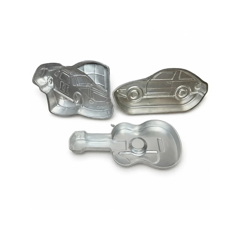 Vtg Wilton Cake Pan Lot Race Car 11 Guitar Classic Car Aluminum Bakeware Set 3